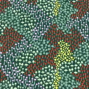 Tiny Mushroom & Flower Field on Green - Dear Stella Design - 1/2 Yard